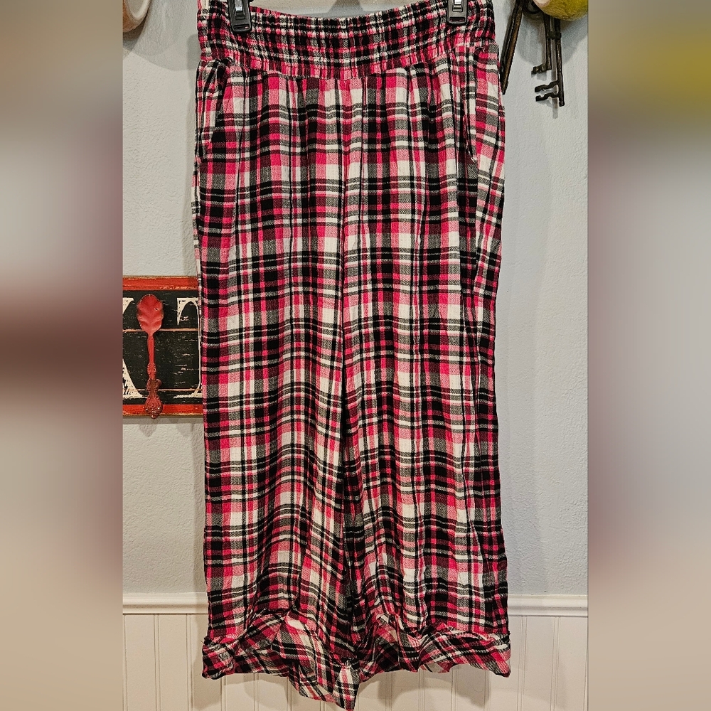 Plaid Pink and Black Women's Pants